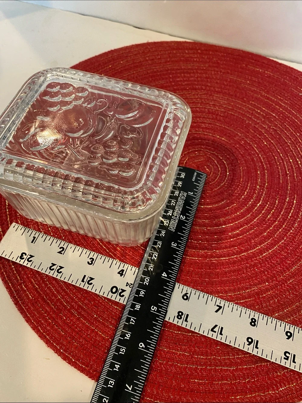 Vintage Federal Glass Ribbed Refrigerator Storage Dish with Lid